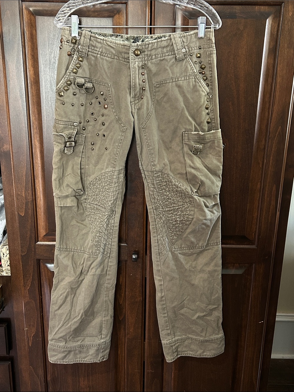 Y2K Buddha Rocks Sz S Military style studded Cargo Pants